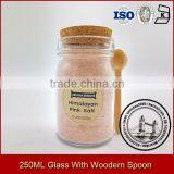 250ML 8.5OZ Glass Jar With Long Woodern Spoon For Salt Spices Seasoning Mixes