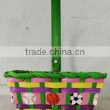 Easter/Spring Bamboo Basket Embellished With Sports Logo Ribbon thumbnail-1