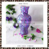 Large Mosaic Ornament Purple Blue Color Glass Antique Artistic Vase Home Decor thumbnail-1