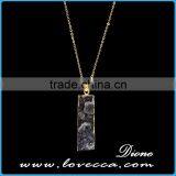 Gold Plated Retancgle Raw Agate Crystal Jewelry Druzy Geode Necklace thumbnail-4