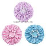 Best Sell 100% Waterproof PE Polyester Adult Shower Cap thumbnail-1