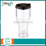Plastic Insulated Double Wall Upside Down Beer Glass Tumbler