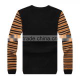 Mens Brand Wool Black Yellow Crew Neck Stripe Wool Sweater thumbnail-2