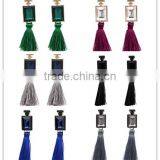 Bohemian Jewelry Crystal Gems With Long Colorful Tassel Charms Earrings for Women thumbnail-1