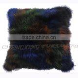 CX-D-107C Cheap Price and High Qaulity Genuine Fox Fur Patchwork Chair/Sofe Cushion Cover thumbnail-3