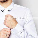 Slim Stretch Cotton Smart Shirt Contrast Tip Collar Mens Dress Shirt And Pants thumbnail-3