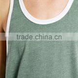 Trade Assurance Supplier Cheap Wholesale Green and White Ringer Gym Vest for Men thumbnail-3