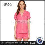Pink Short Pyjamas Set Contrast Piping New York Pajamas Sleepwear Clothing Short Sleeves And Short Pants Shirttail Hem Nightwear thumbnail-1