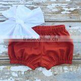 Red Gingham Cute Bloomer With Navy Bowknot Headband Set New Born Baby Clothes Set thumbnail-4