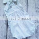 Soft Children Frocks Designs Clothing Baby Plain White Bodysuit Infant Girls Boutique Romper thumbnail-2