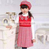 2015 Kid Apparel Houndstooth Pleated Winter Kid Dress Kid Clothing for Cute Girl thumbnail-1