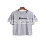 china supplier ladies t-shirt short sleeve pure color grey turtle neck tee for ladies