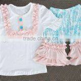 Summer Girls Sets New Arrivals 2016 Little Girls Boutique Remake Clothing Set Girls Cute Stripes and Greenshorts Ruffle Sets thumbnail-2