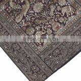 Zari Cushion Cover - Brown Peacock Elephant Sari Decorative Sequin Pillow 16" thumbnail-3