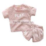 Wholesales Summer Cotton Short Sleeve Kids t Shirt With Pants Set thumbnail-4