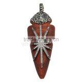 New Black Color Original Wood Pendants With Rhinestone Mixed thumbnail-2