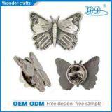 Beautiful butterfly shape iron die casting nickel plating souvenir pin custom metal badges