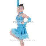 Girls Feather Ballroom Latin Dress Fancy Dress Competition For Kids thumbnail-6