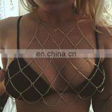 Women Sexy Beach Show Gold Silver Body Jewelry Chain Bra thumbnail-5