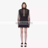 High Quality Balck Transparent Long Sleeve Lace Tops With Flower Front With Skirt thumbnail-1