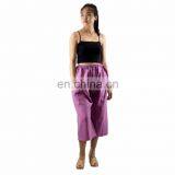 NAPAT Cotton Loose Pants Wide Leg Half Trousers Elastic Waist thumbnail-1