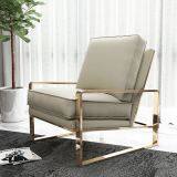 Modern Leather Cushion Golden Chrome Frame Lounge Sofa Chair thumbnail-5