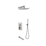 Stainless Steel 304 Bathroom Hot Cold Mixer Rainfall Head Diverter System in Wall Mounted Concealed Shower Set