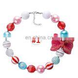 Christmas Girl Necklace With Bow Kids Chunky Bubble Beads Necklace Holiday Gift thumbnail-1