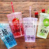 Double Wall Beautiful Plastic Water Bottle With Straw 450ml thumbnail-6