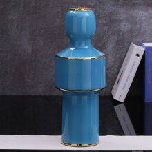 Blue Human Child Boy And Girl Shape Gild Creative Ceramic Decoration Art Craft For Home thumbnail-3