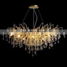 High Quality Luxury Modern Crystal Chandelier Lighting Gold Copper Tree Branch Raindrop Hanging Lamp for Hotel Project Villa thumbnail-2