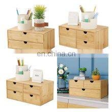 Home Office Workspace Bamboo Desktop Document & File Holder Cabinet Bathroom Counter Organizer With Drawers thumbnail-4