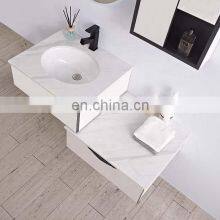 40 Inch Stone Bathroom Vanities Cabinet Plastic Bathroom Vanity Stone Countertop With LED Mirror Light Side Cabinet Set Unit thumbnail-3