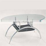 Glass Top Stainless Steel Base Table Oval Top Coffee Table