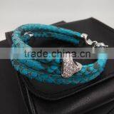 2016 Newest Arrival Hot Selling New Fashion Handmade Bracelet Colorful Python Skin Leather Round thumbnail-1