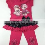 Wholesale Latest Summer Girls Clothing Sets Printing Shirt Pant Short Sleeve Children Suits Baby Clothes