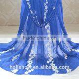 Beautiful Flower Leaf Embroideried Muslim Women Head Scarf Cotton Hijab thumbnail-5