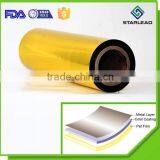 Matte Finish Colored Polyester Film Gold Metalized PET Film Golden Film Roll                        
                                                Quality Choice