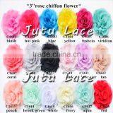 3inch Rose Chiffon Flower, Mini Puff Flower for Baby Hat Accessories, Cute Baby Crystal Headdress Flower