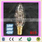 Decorative light C35 B15 golden base 18W edison candle halogen bulb