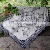 Gobelin Black and White Squares and Tapestry Throw Blanket thumbnail-2