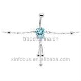 Bold and Blue Jeweled Flower Dangle Belly Chain fashion rhinestone navel belly rings waist chains