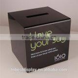 Handmade Square Black Acrylic Suggestion Box With Logo