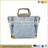 High Quality Suede PU Leather Handbag With Frame Handles thumbnail-3