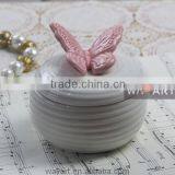 Ceramic Butterfly of Round Trinket Box