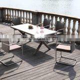 New Arrival Outdoor Poly Rattan Spring Chairs Garden Furniture Dining Set for Six People