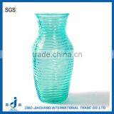 Tall Cylinder Blue Colored Glass Vase for Home Decoration thumbnail-1