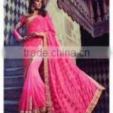 Vivacious Hot Pink Georgette Designer Saree/designer Sarees Online Shopping