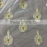 Zari Embroidery Thread Motif on Net Fabric