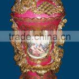 Birds and Flowers Decorated Ceramic Jar, Hand Painted Luxury Designed Jar thumbnail-6